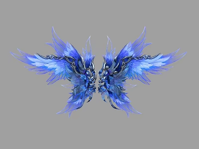 Flying Creature With Vibrant Blue Feathered Wings And Intricate Decorative Patterns 3d model