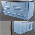 Modern Blue Kitchen Cabinets With Drawers And Concrete Countertop Design