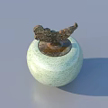 Home Decor Green Apple Shaped Ceramic Jar With Decorative Lid On Blue Book