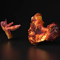 Delicious Crispy Grilled Meat Pieces With Brown Orange Charred Surface