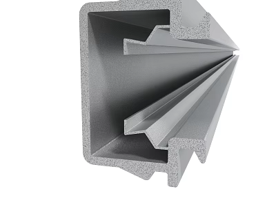 Gray Industrial Metal Folded Profile With Geometric Structure And Internal Design 3d model