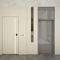 Modern Style Swing Door With 208 Room Number And Elevator Nearby Marble Wall