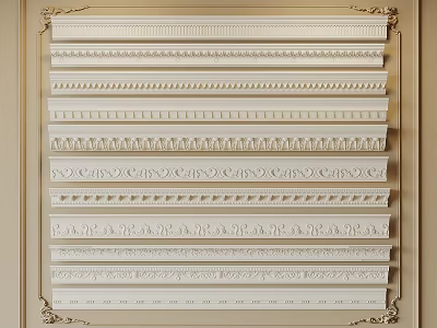 Decorative Ceiling Moldings With Various Patterns 3d model