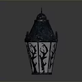 Vintage Metal Lantern With Black And White Finish Intricate Cutout Patterns