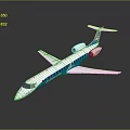 Blue And White Passenger Airplane Featuring Streamlined Body Wing And Tail Fin Design For Commercial Use