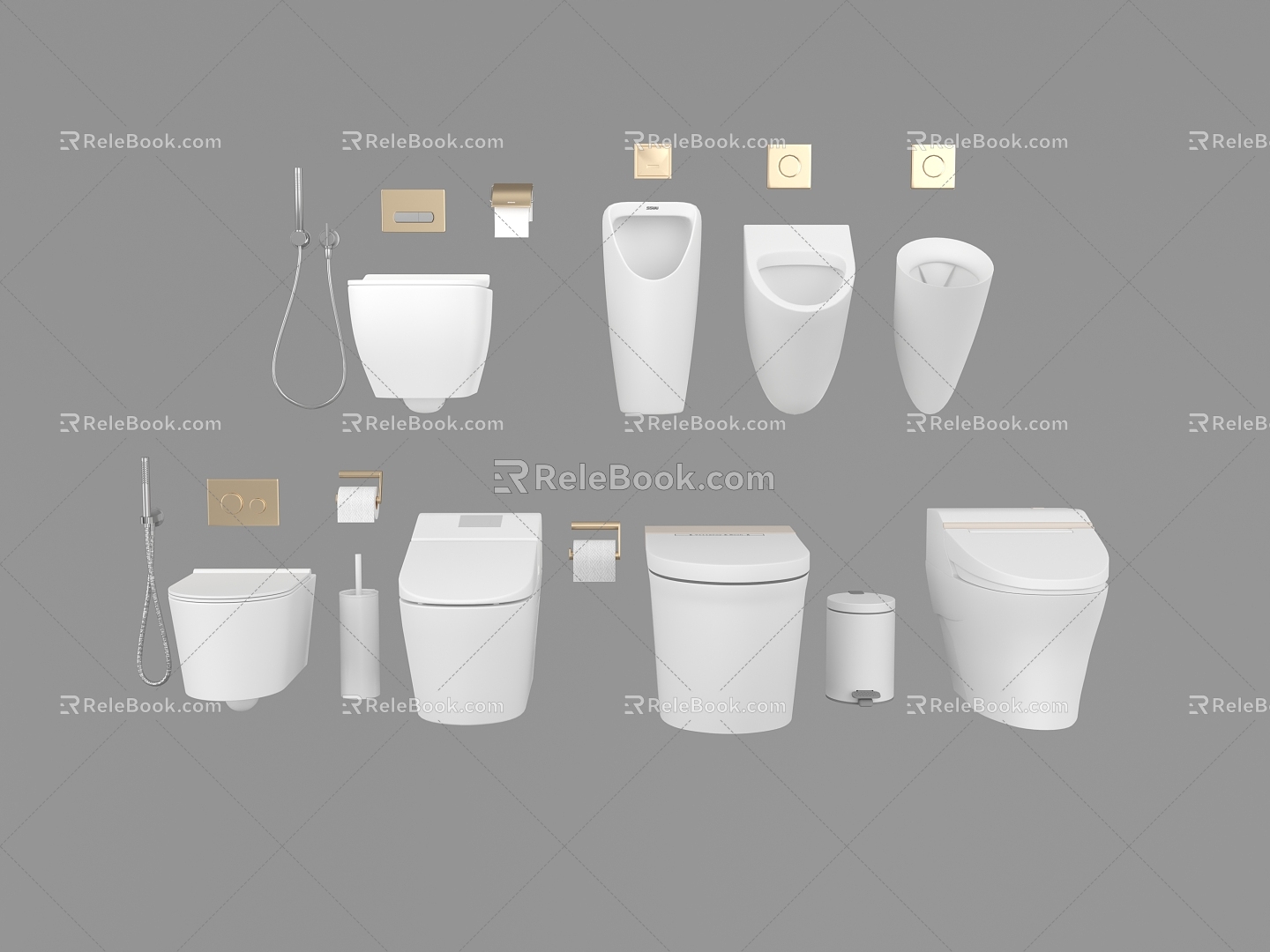 Toilet urinal trash can 3d model