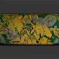 Vibrant Decorative Ornament Set With Green And Yellow Natural Leaf Pattern For Home Decor