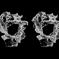 Two Transparent Circular Garden Ornaments With Swirl Sculptural Design For Outdoor Decor