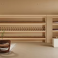Modern Boutique Store Interior With White Display Shelves Green Sofa And Seating Area