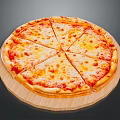 Freshly Baked Classic Cheese Pizza With Tomato Sauce Sliced On Wooden Board