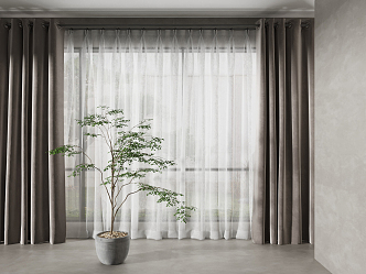 Modern Curtain Roman Rod 3d model