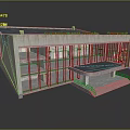 Wooden House Under Construction With Wooden Frame Structure And Platform Steps
