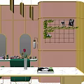 Luxury Modern Beauty Hair Salon Interior With Green Sofa Marble Counter And Gold Decor