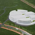 Modern School Building Complex In Lush Green Park Like Surroundings With Pathways