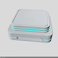 White Square Stacked Electronic Device With Light Blue Accent Lines And Handle