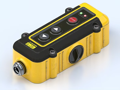 Yellow And Black Industrial Control Device With Buttons Knob And Safety Features 3d model