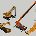 Toy Utility Vehicles In Yellow Orange With Crane Tow Truck And Lifting Features