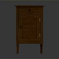Vintage Style Wooden Cabinet With Drawer Door Carved Details And Four Legs