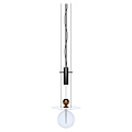 Modern Minimalist Pendant Light With Black Metal Rod And Transparent Glass Globe