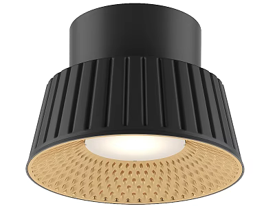 Modern Black Downlight Spotlight With Striped Design Bright Light And Perforated Beige Shade 3d model