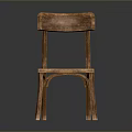 Vintage Wooden Single Chair With Brown Leather Seat And Simple Design Structure