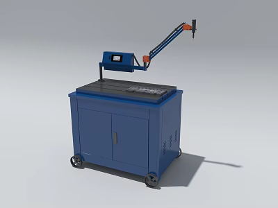 Industrial Equipment With Blue Mobile Cabinet And Mechanical Arm Workbench Tabletop 3d model