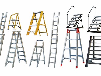 Modern Aluminum Alloy Ladder Escalator Scaffold Metal Folding Herringbone Ladder Metal Folding Ladder Tripod Scaffold Aluminum Alloy Iron Frame Ladder 3d model