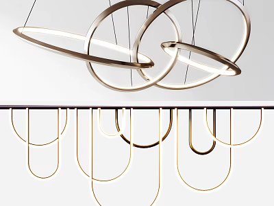 Modern Circular Ring Chandelier Design With Metallic Structure And LED Lighting For Interior Decoration 3d model