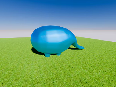 Blue Whale Shaped Garden Ornament On Lush Green Grass Under Clear Blue Sky 3d model