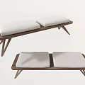 Modern Two Seat Sofa Bench With Wooden Frame And White Cushions