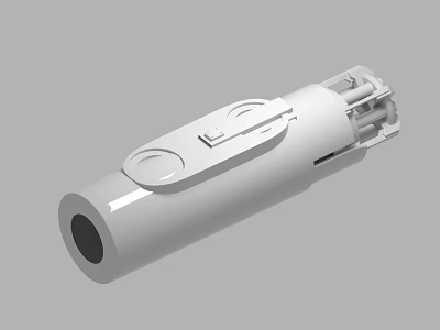 White Cylindrical Mechanical Component With Flat Panel And Connector Ports 3d model