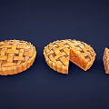 Three Delicious Apple Pies Featuring Lattice Crust One Sliced Showing Filling