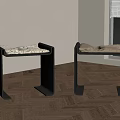 Modern Upholstered Stools With Metal Frame And Soft Seat In Bright Interior Room