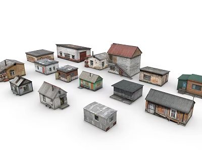 Rural Self Built Houses With Various Roof Styles And Exterior Designs 3d model