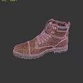 Brown Leather Boots With Plaid Lining Laces Metal Eyelets And Thick Rubber Sole