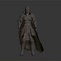 Man in Medieval Knight Full Body Armor with Helmet and Cape