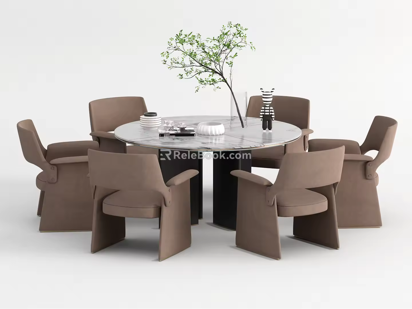 Modern Dining Table and Chair Combination Round Table Dining Table and Chair Combination 3d model