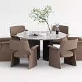 Modern Dining Table and Chair Combination Round Table Dining Table and Chair Combination 3d model