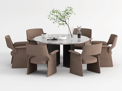 Modern Dining Table and Chair Combination Round Table Dining Table and Chair Combination 3d model