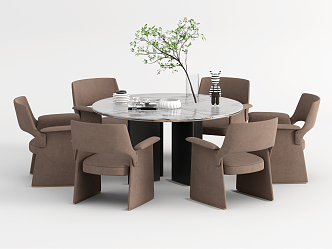 Modern Dining Table and Chair Combination Round Table Dining Table and Chair Combination 3d model