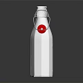 Transparent Glass Bottle With White Liquid Metal Ring And Red Cap Design