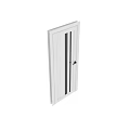 Modern White Swing Doors With Black Vertical Strips And Glass Panels
