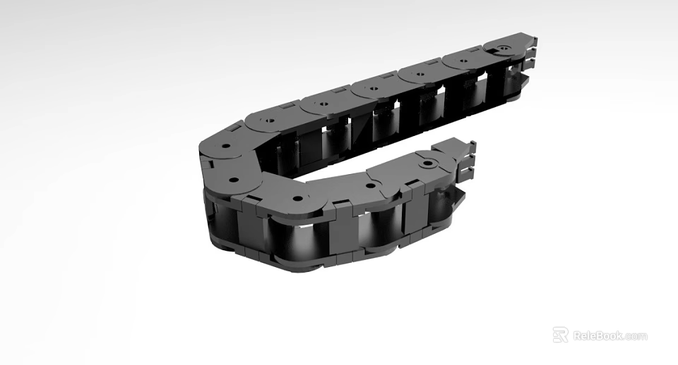 Industrial Equipment Black U Shaped Cable Drag Chain With Multiple Linked Sections 3d model 