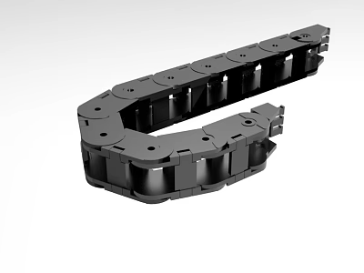 Industrial Equipment Black U Shaped Cable Drag Chain With Multiple Linked Sections 3d model