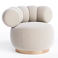 Modern Beige Single Sofa With Rounded Armrests Plush Seat And Golden Metal Legs