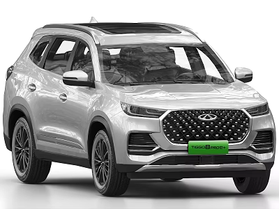 Chery Silver SUV With Green License Plate Front Grille And Alloy Wheels 3d model