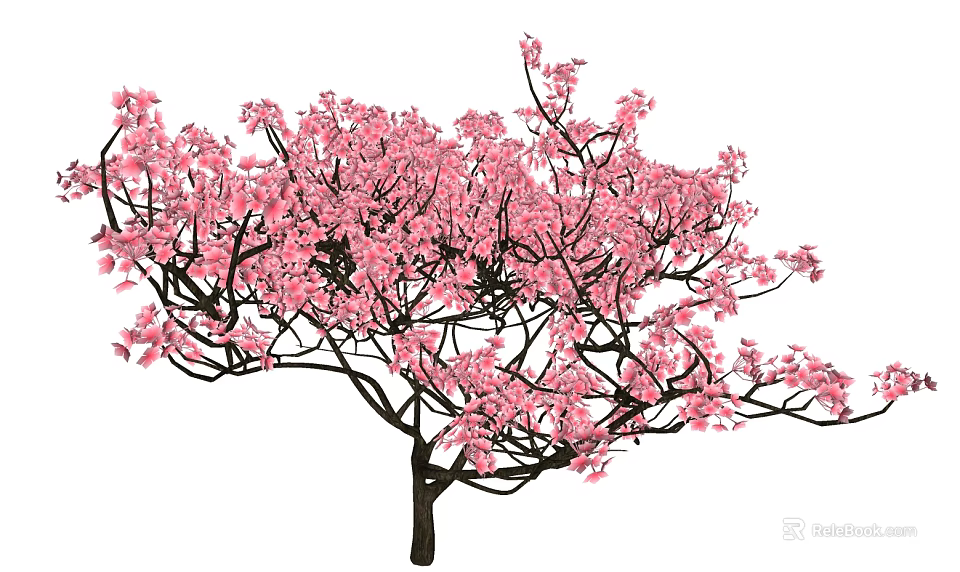 Lush Blooming Arbor With Delicate Pink Blossoms In Full Spring Bloom 3d model 