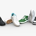 Colorful Sneakers Display With Blue Black White Green Red Styles And Different Soles Design