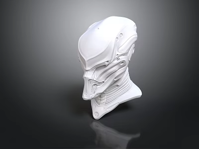 Futuristic White Head Model With Detailed Structure Sleek Design And Dark Background 3d model