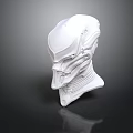 Futuristic White Head Model With Detailed Structure Sleek Design And Dark Background